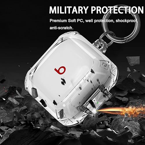 Miniatura 5 de Miimall Funda compatible con Beats Fit Pro, bloqueo seguro, antiamarilleo, llavero portátil, funda protectora suave a prueba de golpes para