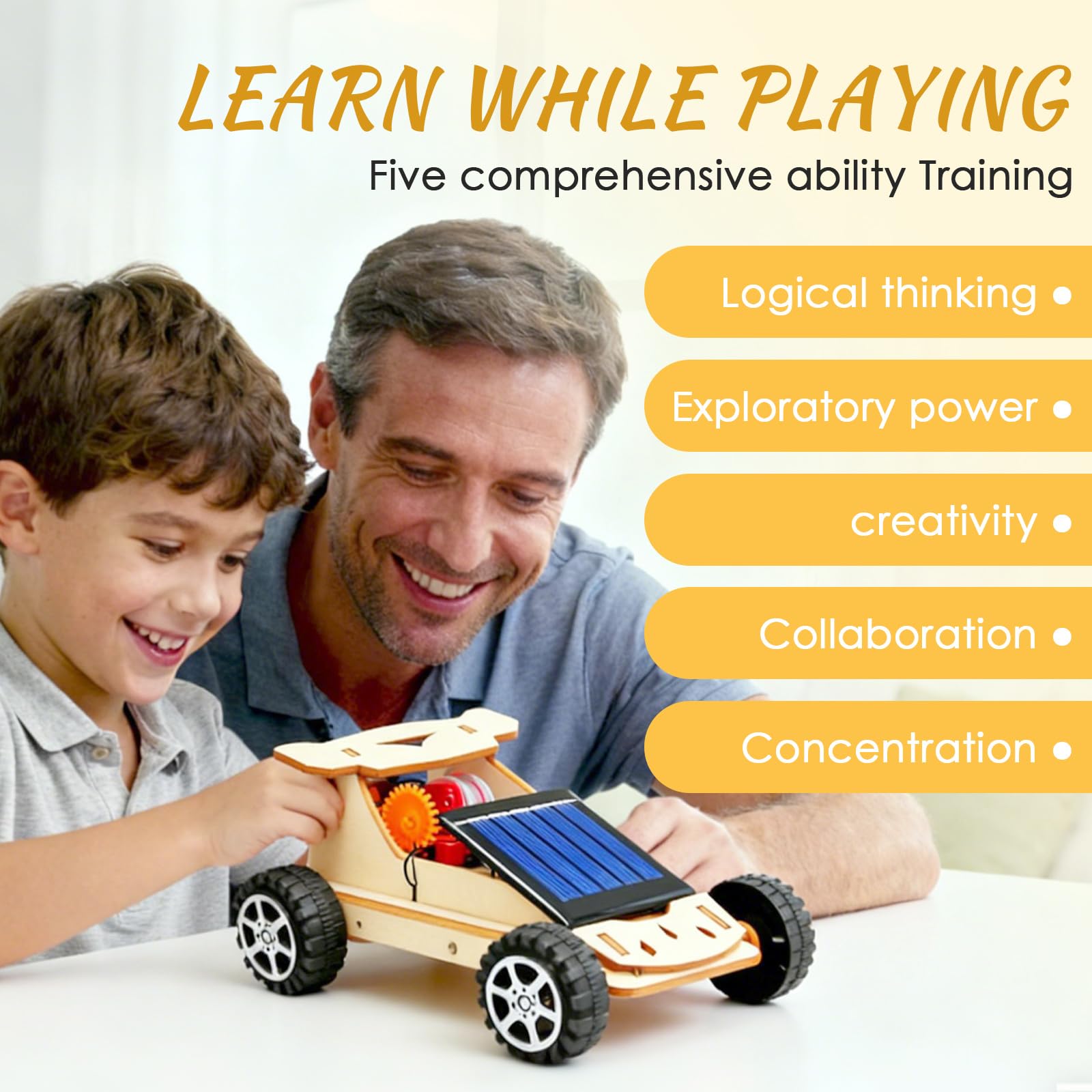Kit De Construcción Solar para 7-14 Años, Coche Solar para Niños con Madera,Vehículo de Madera para Montar, Juguete Educativo,Regalo Creativo para Navidad, Cumpleaños Y Pascua
