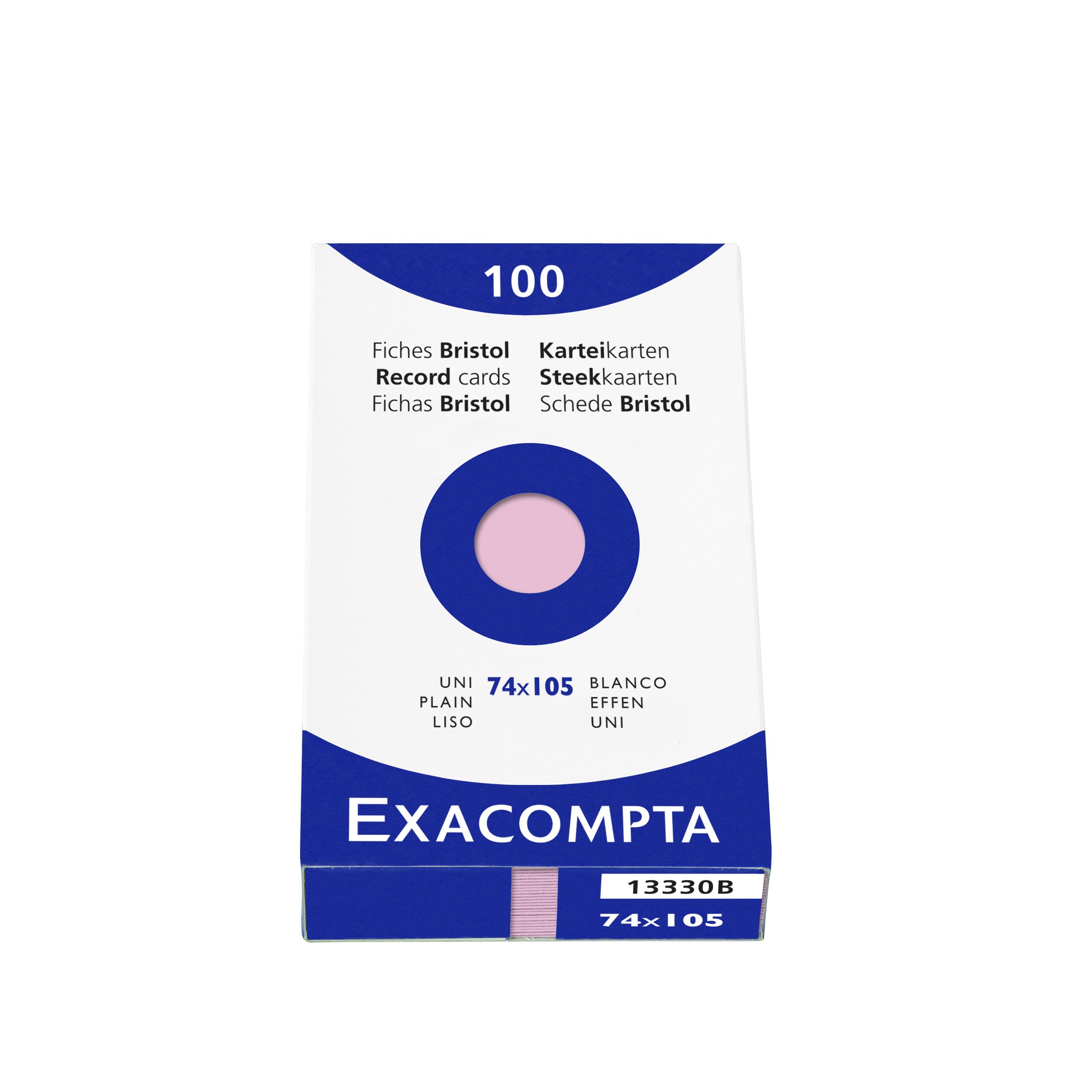 EXACOMPTA Étui de 100 fiches bristol uni non perforé 74x105mm Rose