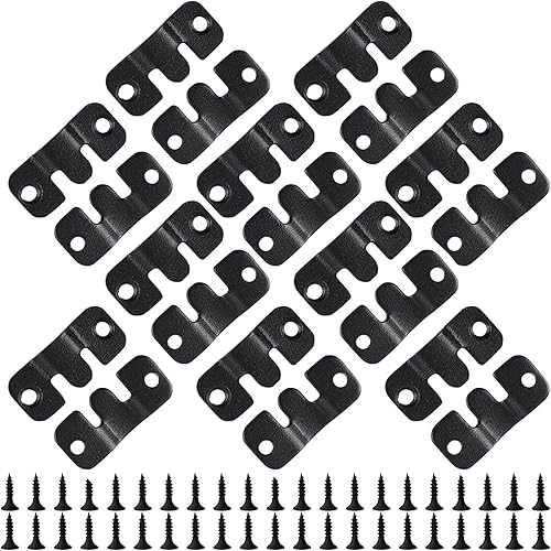 Miniatura 7 de HOUYITOU 12 soportes de montaje empotrado negro de 209 x 118 pulgadas hebilla colgante entrelazada de acero inoxidable clips en Z soportes de