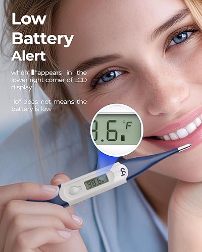 Miniatura 5 de femometer Termómetro oral para adultos y niños, termómetro digital oral, axilas y rectales de rápida precisión con punta flexible, azul marino