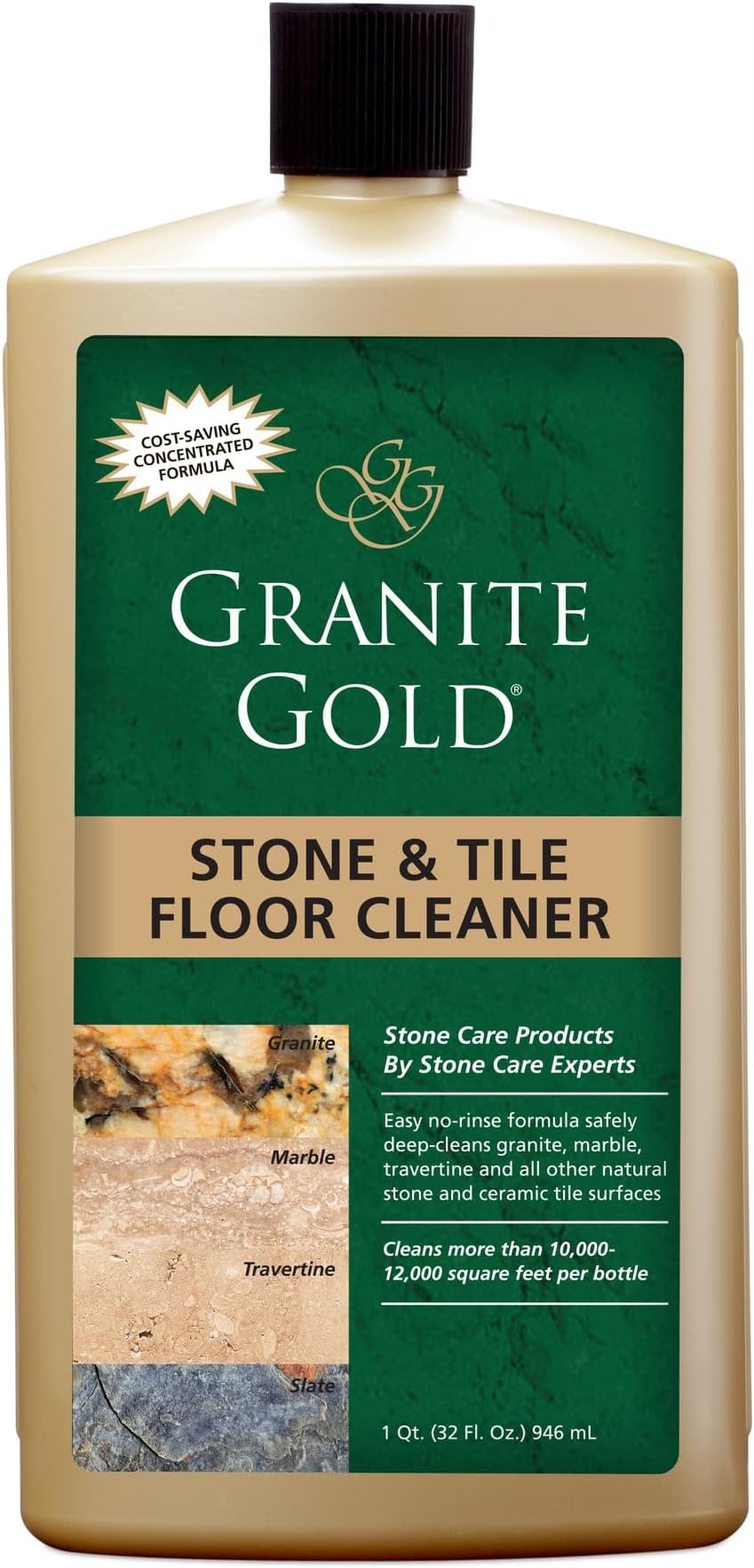 Stone and Tile Floor Cleaner, Plastic, Gold