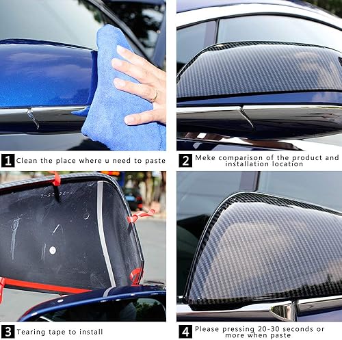 Miniatura 6 de Cubierta de espejo lateral para Tesla Model S 2016-2020, accesorios de automóvil, plástico ABS, fibra de carbono, decoración exterior negra mate