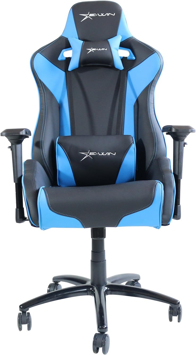 Ewin Chair Flash XL Series Gaming Chair Racing Style High-Back PU Leather Office Chair Computer Desk Chair Executive and Ergonomic Style Swivel Chair with Headrest and Lumbar Support-FLF (Black/Blue)