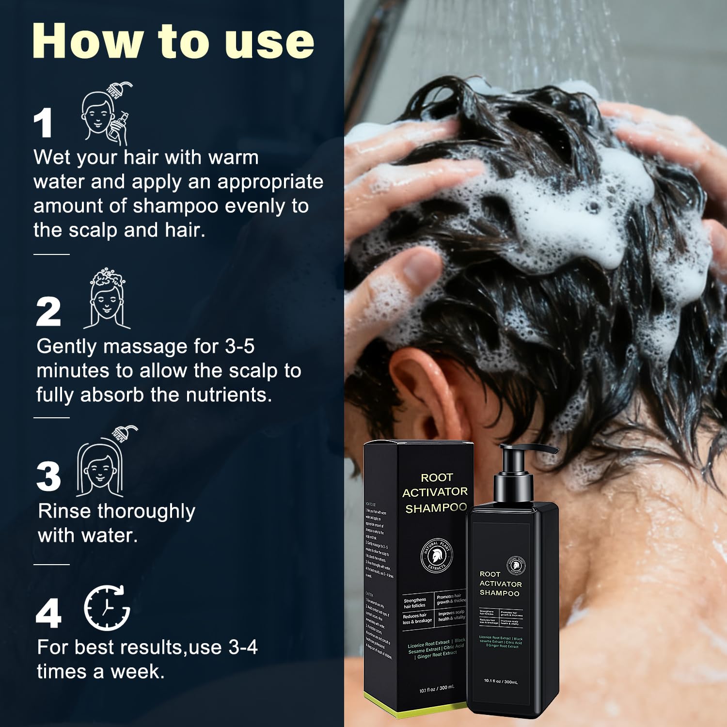 Root Activator Shampoo For Men - Hair Growth Shampoo for Hair Loss and Thinning Hair - 300 mL/10.1 fl oz - Image 5