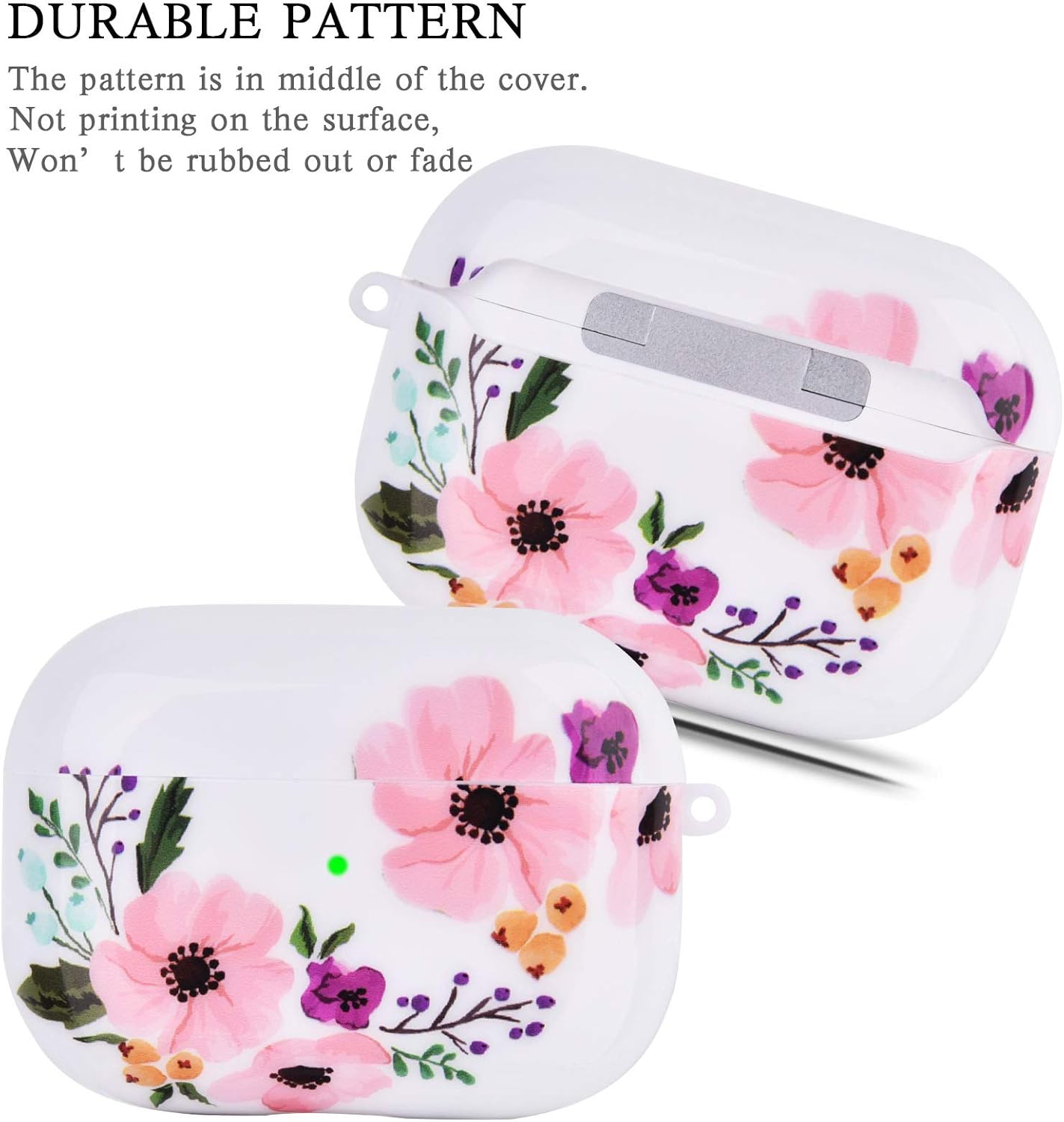 Airpods Pro Case with Keychain and Cute Floral Skin,OLEBAND Air Pod Pro Hard Protective Cover Accessory,for Women and Girls,Compatible for iPods Pro Charging case : Electronics