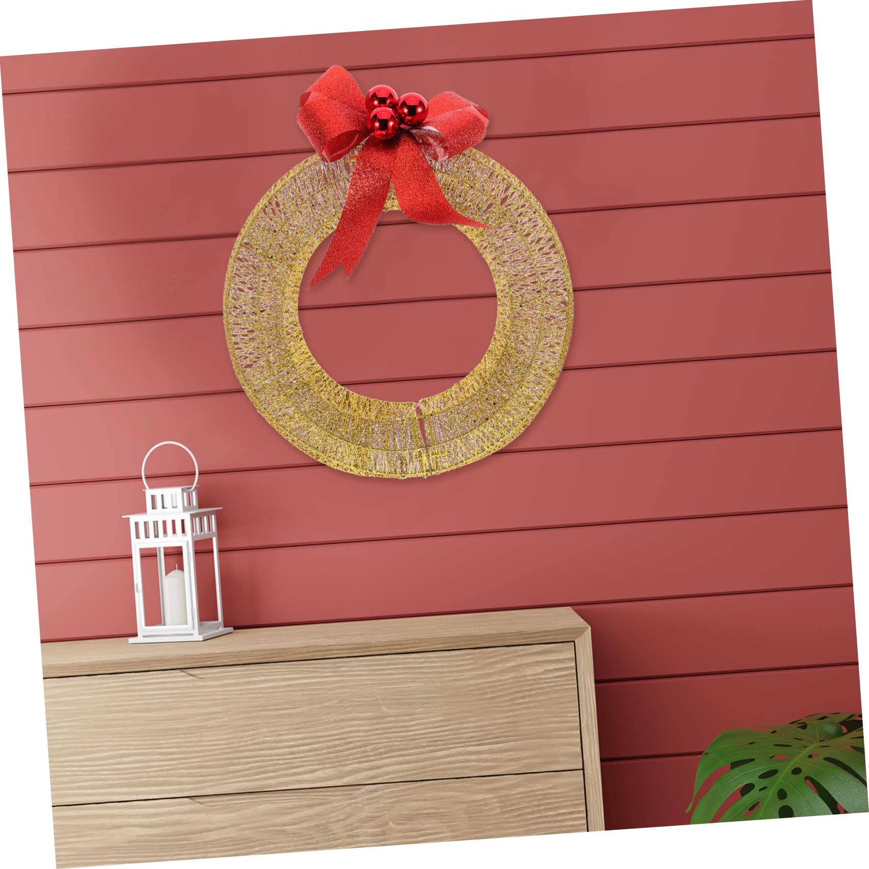 Festlicher Weihnachtskranz 40cm Metall Mit Led Beleuchtung Warmweiß Weihnachts Türdekoration Außen Innen Beleuchteter Türkranz Mit Goldener Schleife
