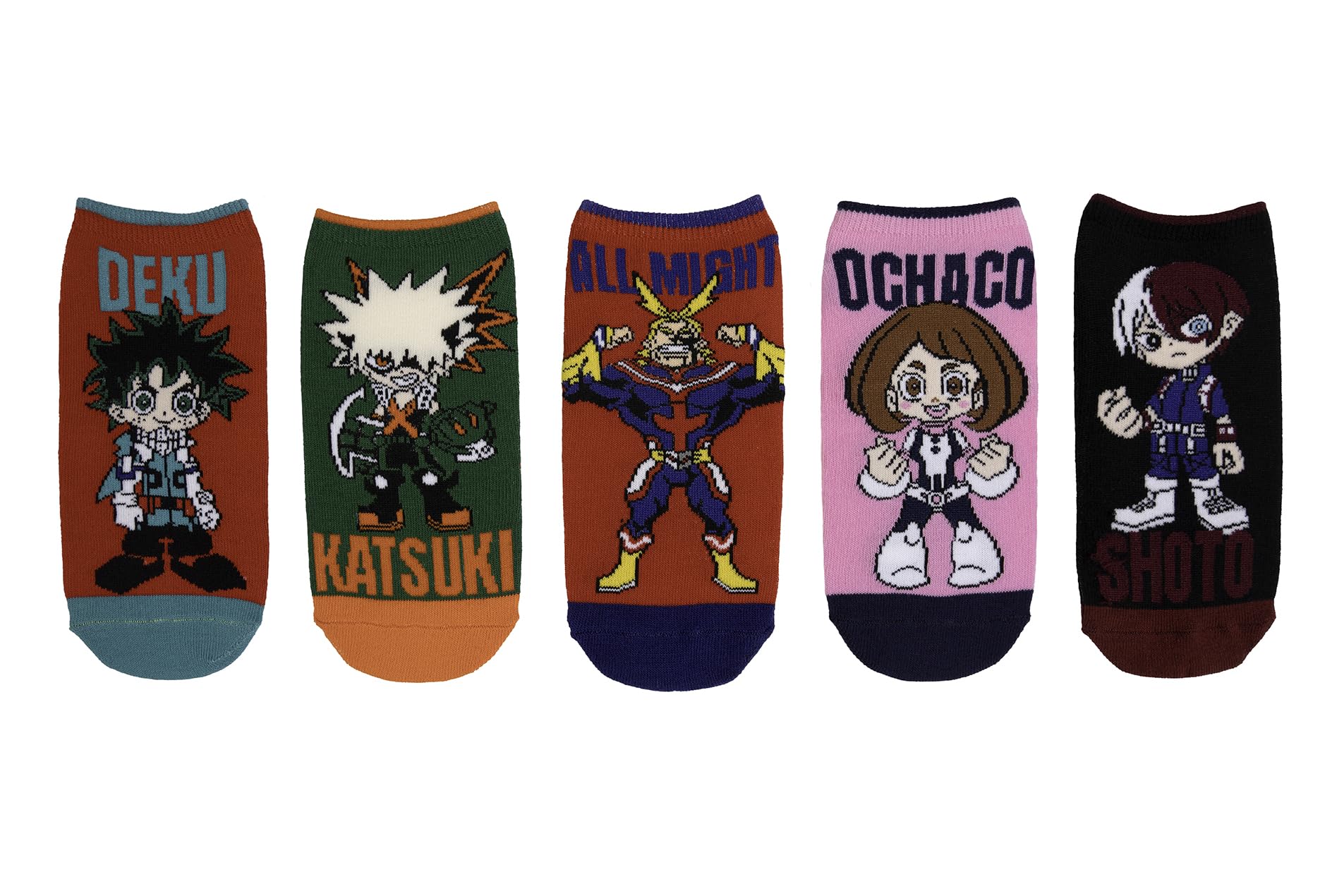 My Hero Academia Lowcut Socks (5 Pair) - Character Names - Fits Ladies Shoe Size 4-10