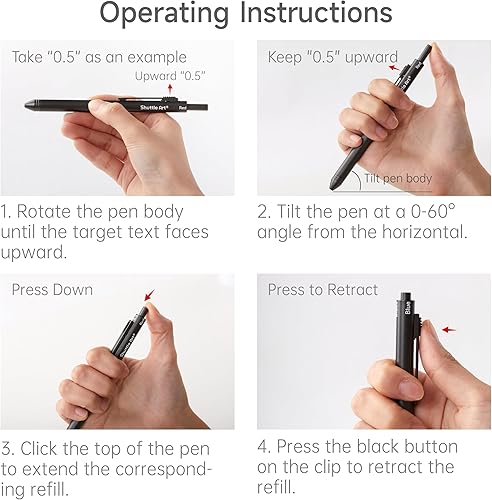 Miniatura 8 de Shuttle Art 4 en 1 Bolígrafo Multicolor, Juego de 2 Bolígrafos Retráctiles de 1.0mm con Tinta Negra, Azul y Roja y Lápiz Mecánico de 0.5mm, Juego de