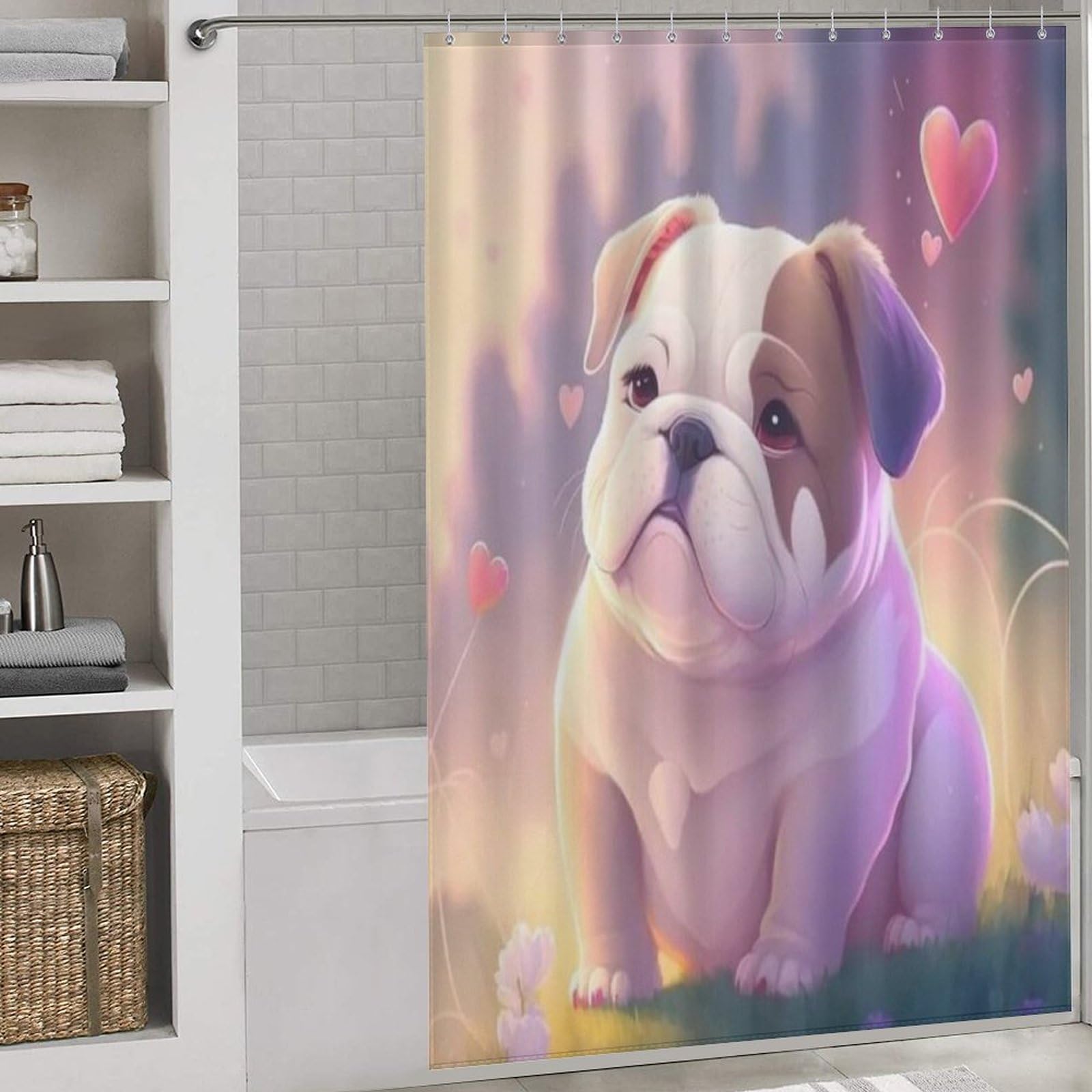 Rideau de douche dog en tissu polyester impermeable 152x183cm pour salle de bain