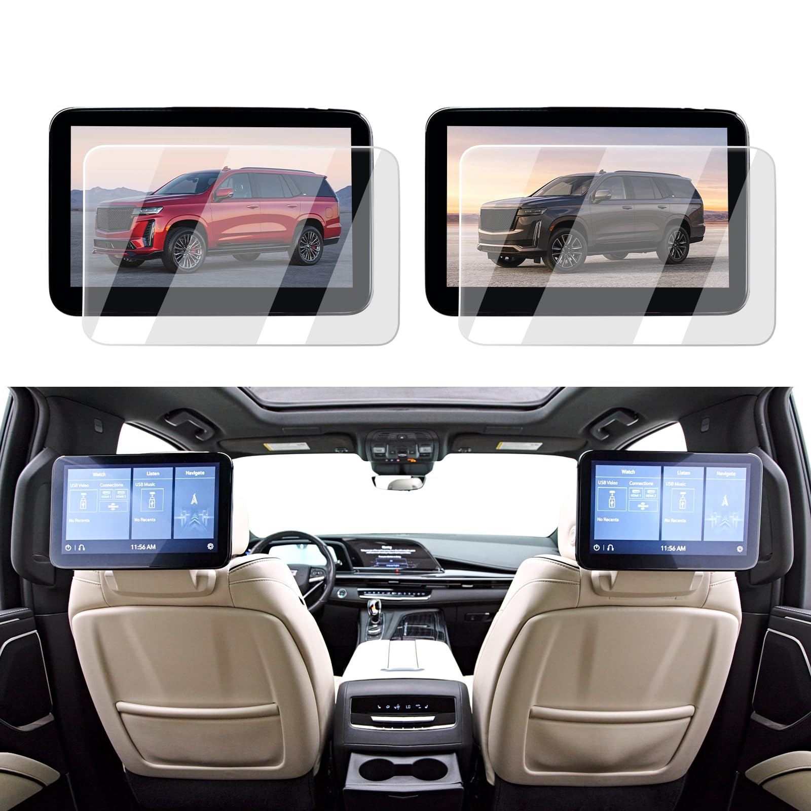 Rear Seat Screen Protectors For 2021-2027 Cadillac Escalade/ESV/IQ/IQL