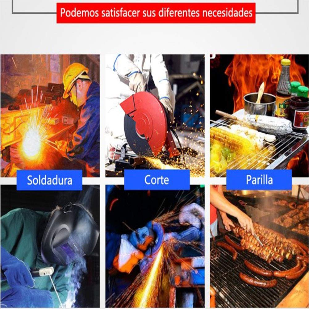 Guanti da Saldatura in Pelle Forgiati Resistenti al Calore/alla Fiamma,Guanti da Barbecue/da Campeggio/da Cucina con Manica Lunga 35 Cm,Guanto da Saldatore per Camino
