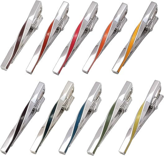 Amazon タバラット ネクタイピン ツイストネクタイピン 10本セット タイピン メンズ 日本製 本革 真鍮 ワニ口式 タイピン タイタック 通販