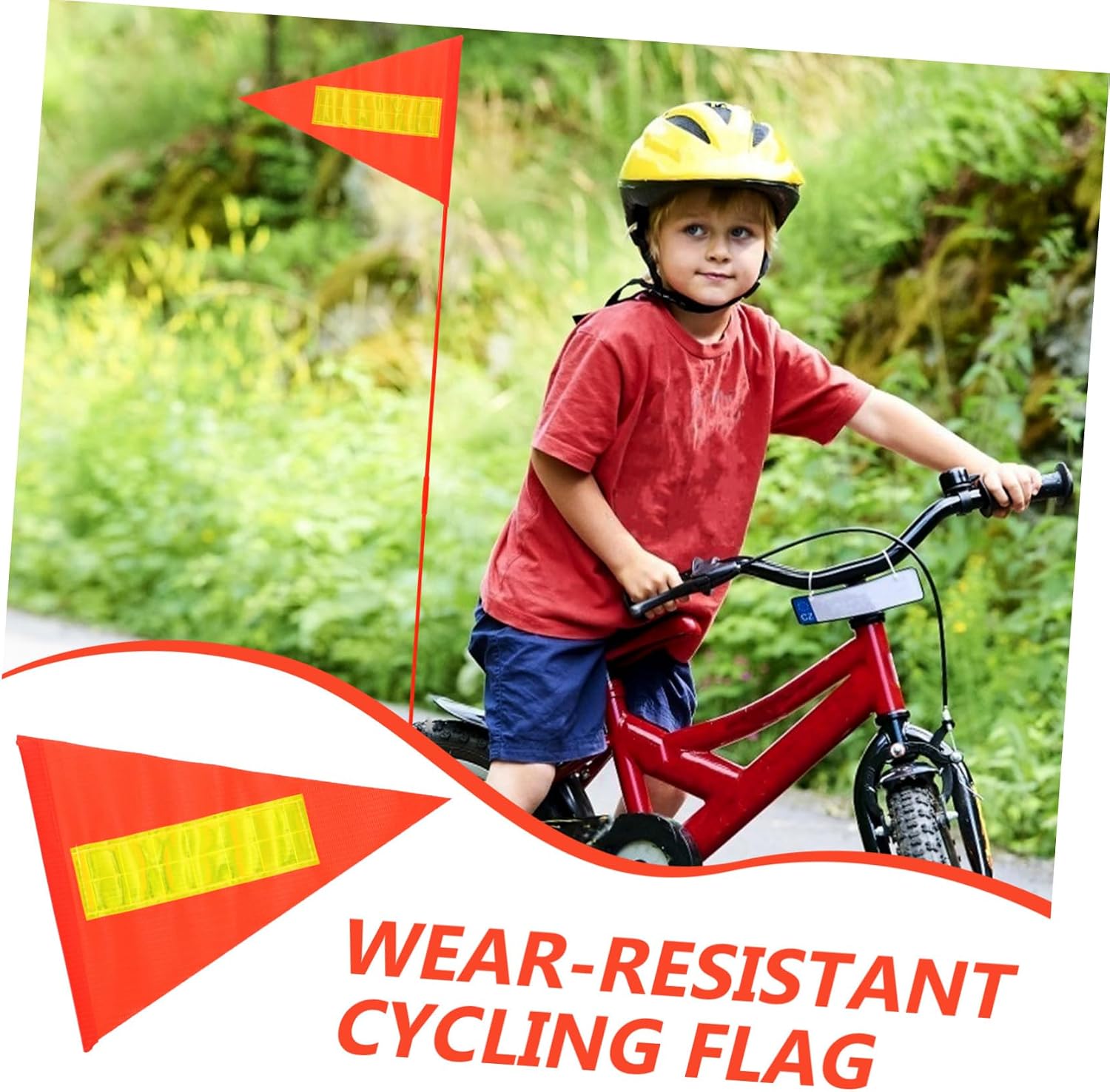 Mikikit 5Pcs Bicycles Reflective Safety Flags Portable Warning Flags for Riding Easy Installation Material for Bikes
