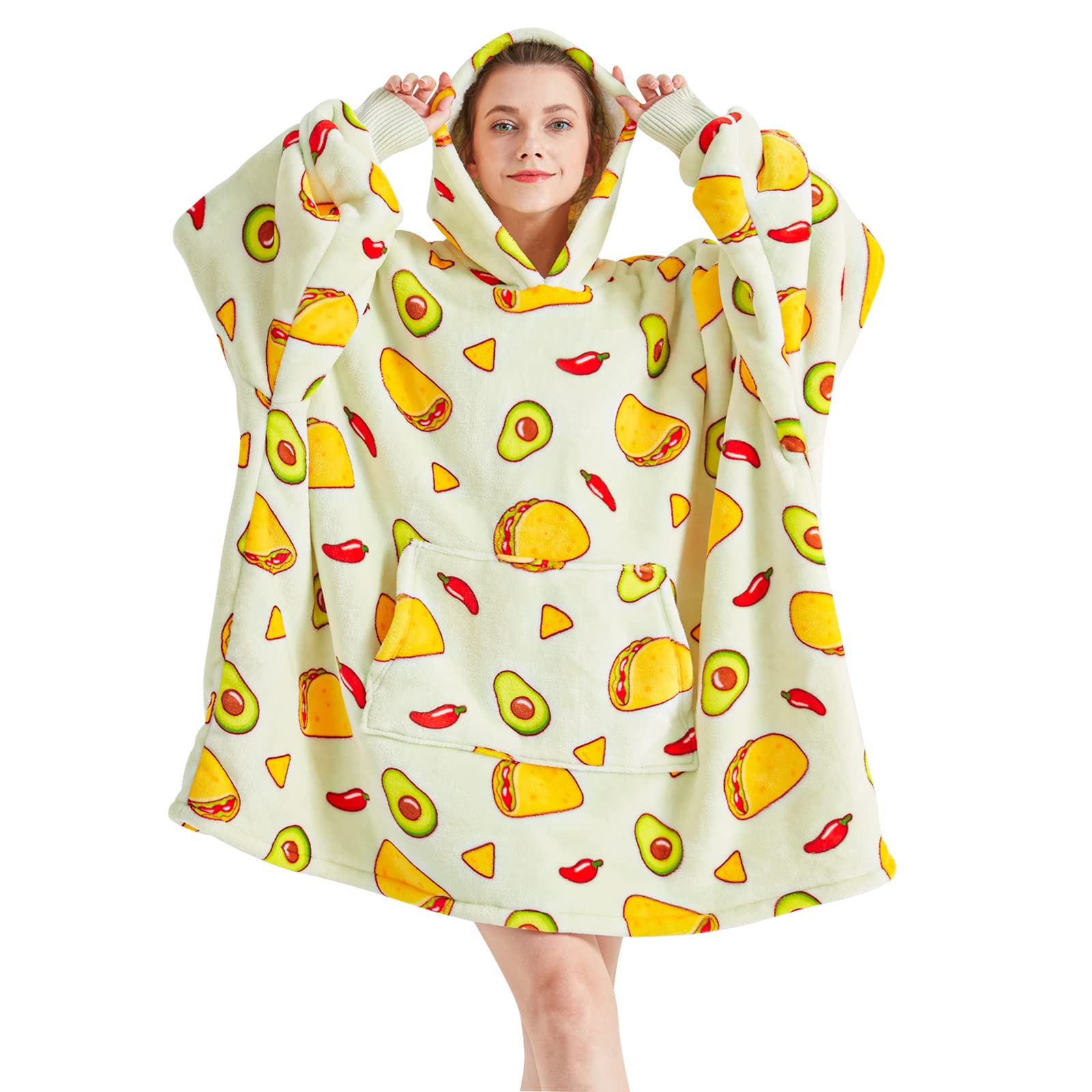 Amazon.com: Touchat Wearable Blanket Hoodie, Oversized Sherpa Blanket  Sweatshirt for Women with Hood Pocket and Sleeves, Super Soft Warm Plush  Hooded Blanket for Adult One Size Fits All (Avocado) : Electronics