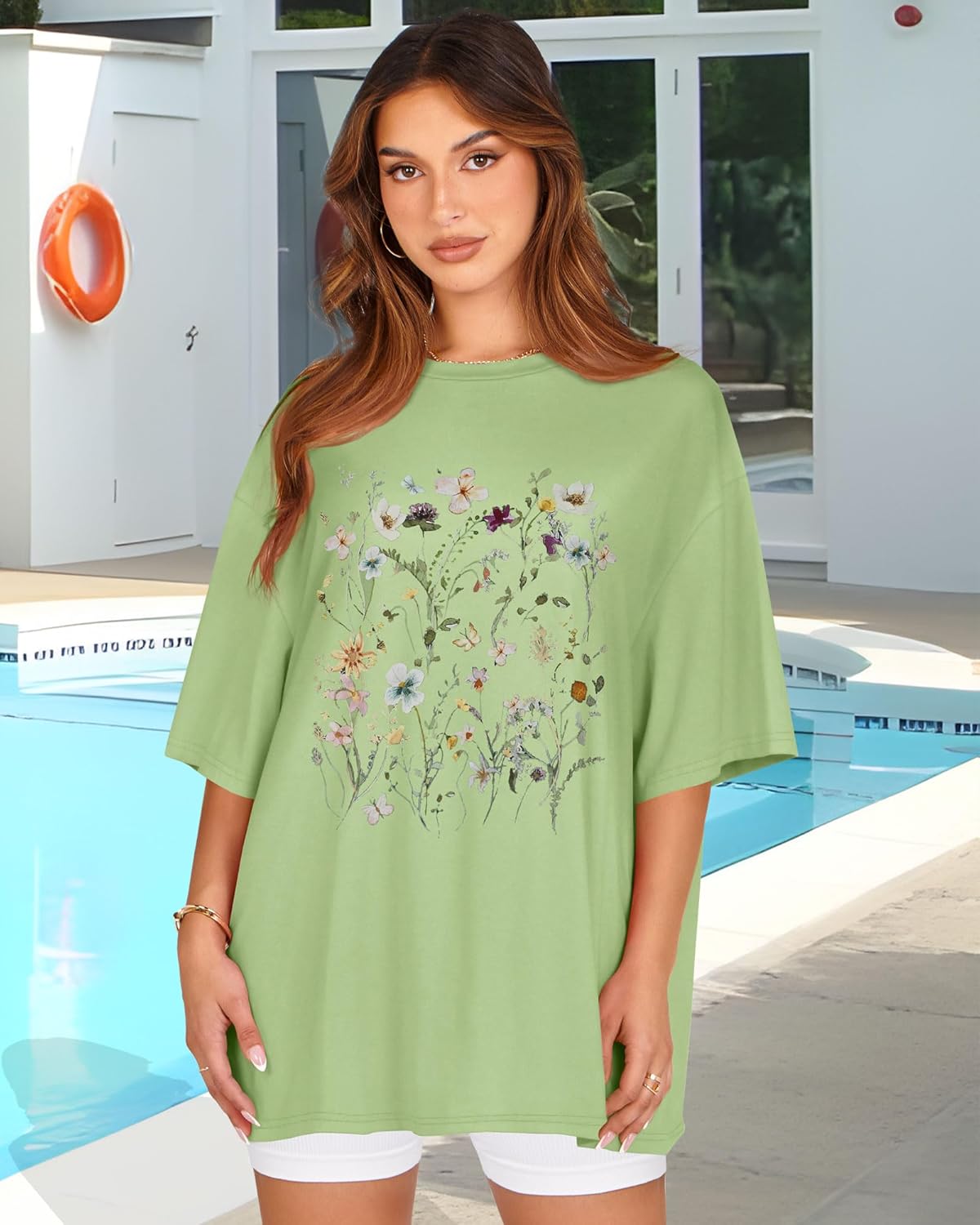 Oversized Tshirts for Women Summer Short Sleeve Round Neck Graphic Tee Shirt - Image 7