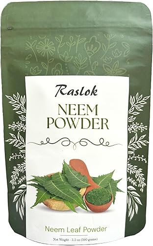 Polvo de neem  Polvo de neem 100% puro y natural  Suplemento de neem muy amargo para la piel, cabello y desintoxicación (3.52 onzas)