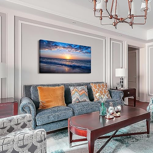 Miniatura 2 de Wapluam Lienzo decorativo para pared de sala de estar, decoración de pared para dormitorio, oficina, decoración de pared de océano azul, pintura de