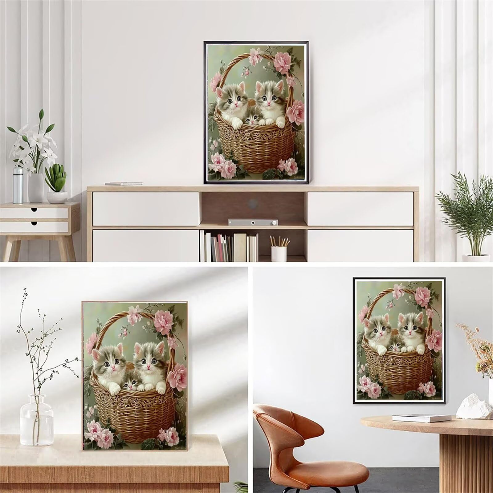 Obraz diamentowy 5D, obraz do malowania diamentami 5D, kot, 90 x 120 cm, okrągły obraz z pełnym nawierceniem, obraz dla dorosłych z akcesoriami, do samodzielnego wykonania mozaiki, zestaw do