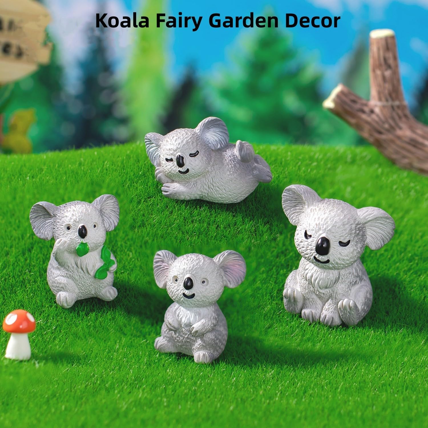 Koala Fairy Garden Accessories Set, 6Pcs Mini Koala Figurines image 2