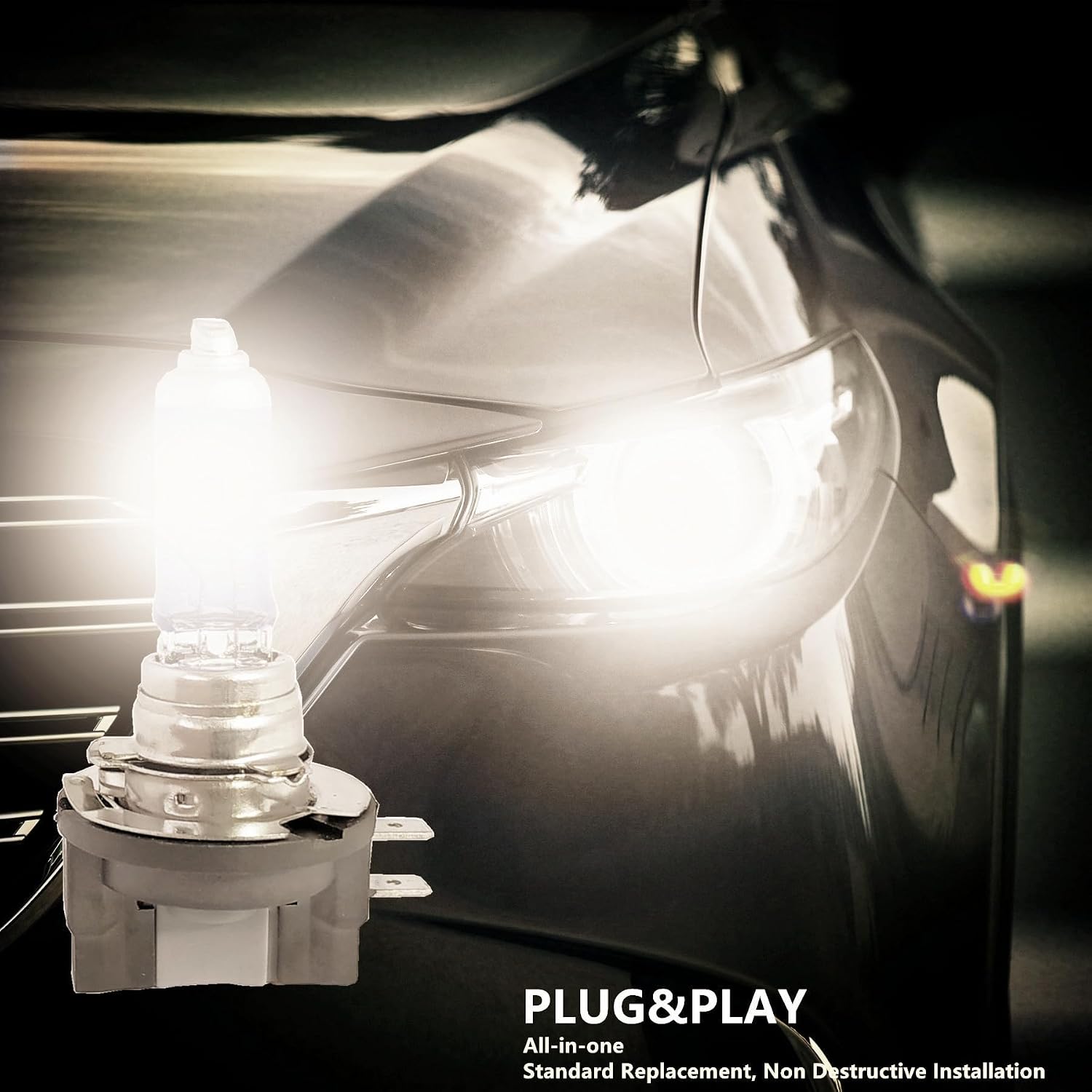 H11B Halogen Headlight Bulb, H11B 12V 55W 4300K High/Low Beam Warm White Head Lights,long life