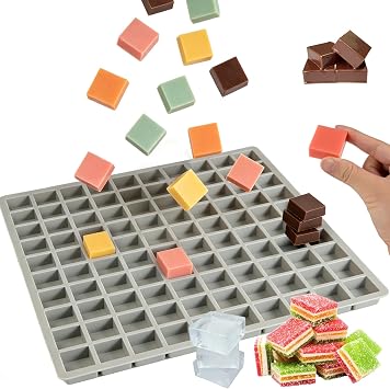 Large Square Chocolate Molds,100-Cavity Square Candy Molds for Hard Candy | 1.18 in Single Size Non-stick Square Silicone for Ice Cubes, Caramel, Ganache, Gummy, Jelly, Pet Treats,Summer Pool Party