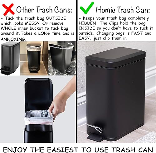 Miniatura 6 de Cubo de basura rectangular de 5 L con forro antideslizante y tapa antideslizante se utiliza como mini cesta de basura contenedor delgado o