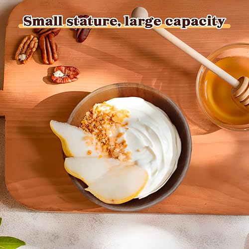 Miniatura 5 de STOBOK Ensaladera de madera para servir aperitivos de madera, recipiente redondo para ensalada para alimentos, frutas, ensaladas y decoración de