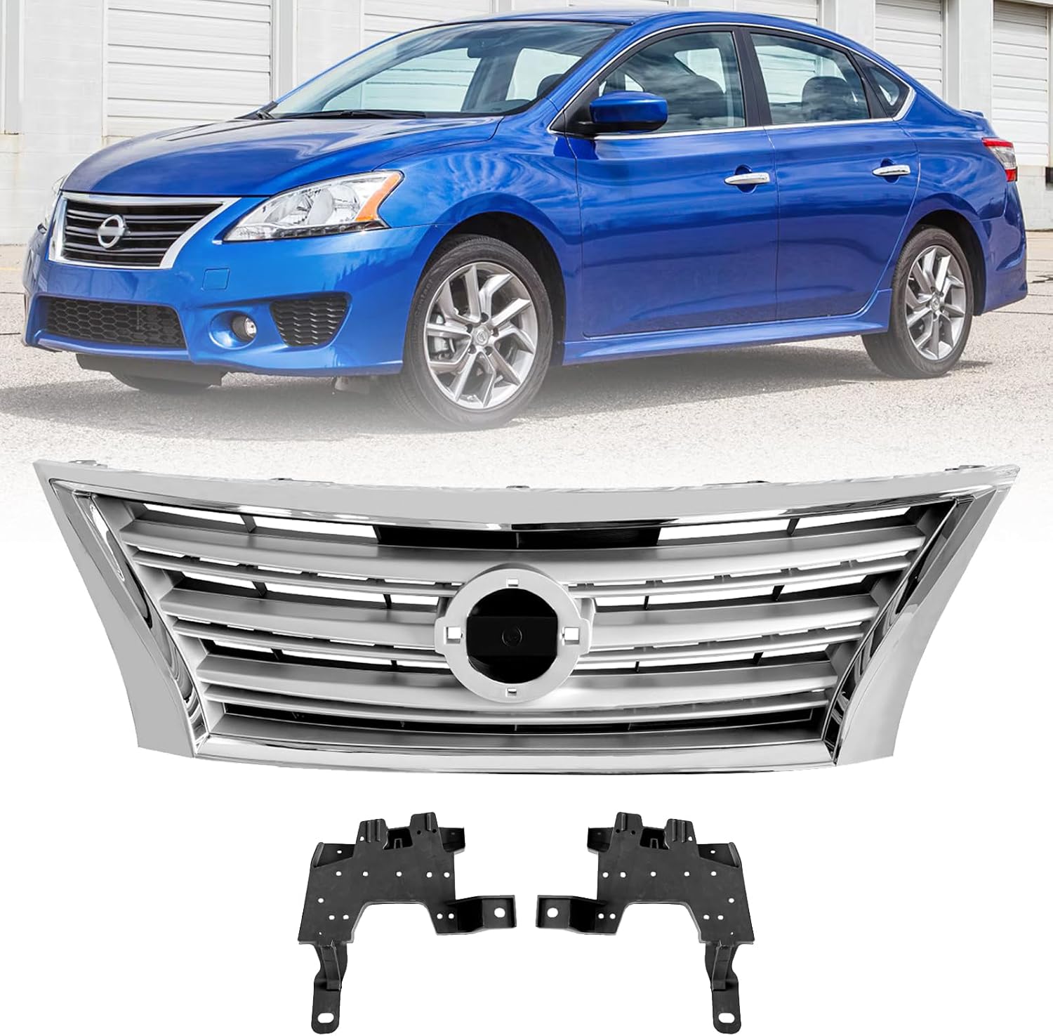 Front Bumper Grille for Nissan Sentra 2013-2015 Front Shell Insert Chrome Grill NI1200252 623103SH0A