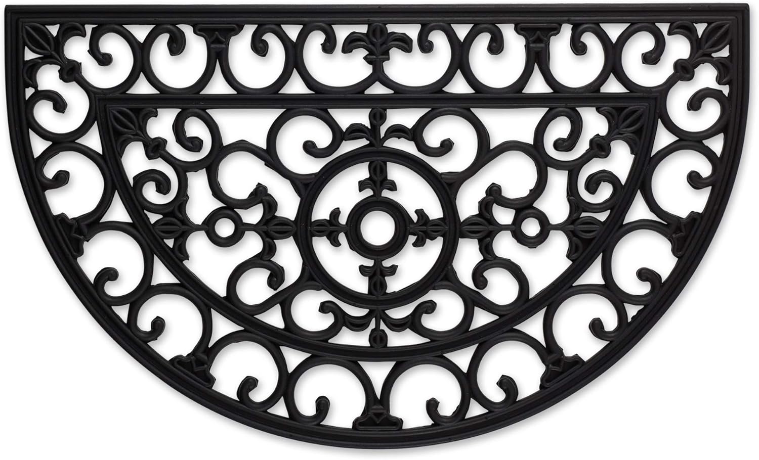 DII Rubber Doormats Collection All Weather, 18x30, Half Moon Scroll