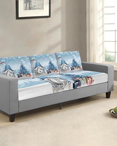 Miniatura 2 de Fundas de cojín elásticas para sofá de árbol de Navidad, seccionalindividualLT, funda protectora para muebles con parte inferior elástica, gnomos de