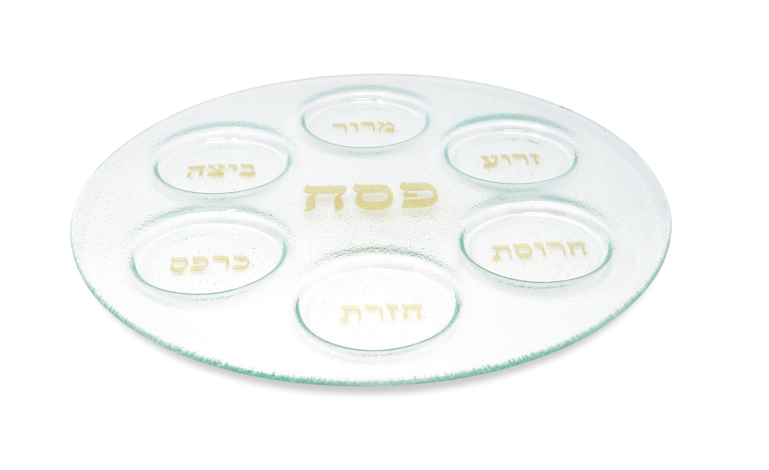Basic Glass Passover Seder Plate with Gold Print- 13""D