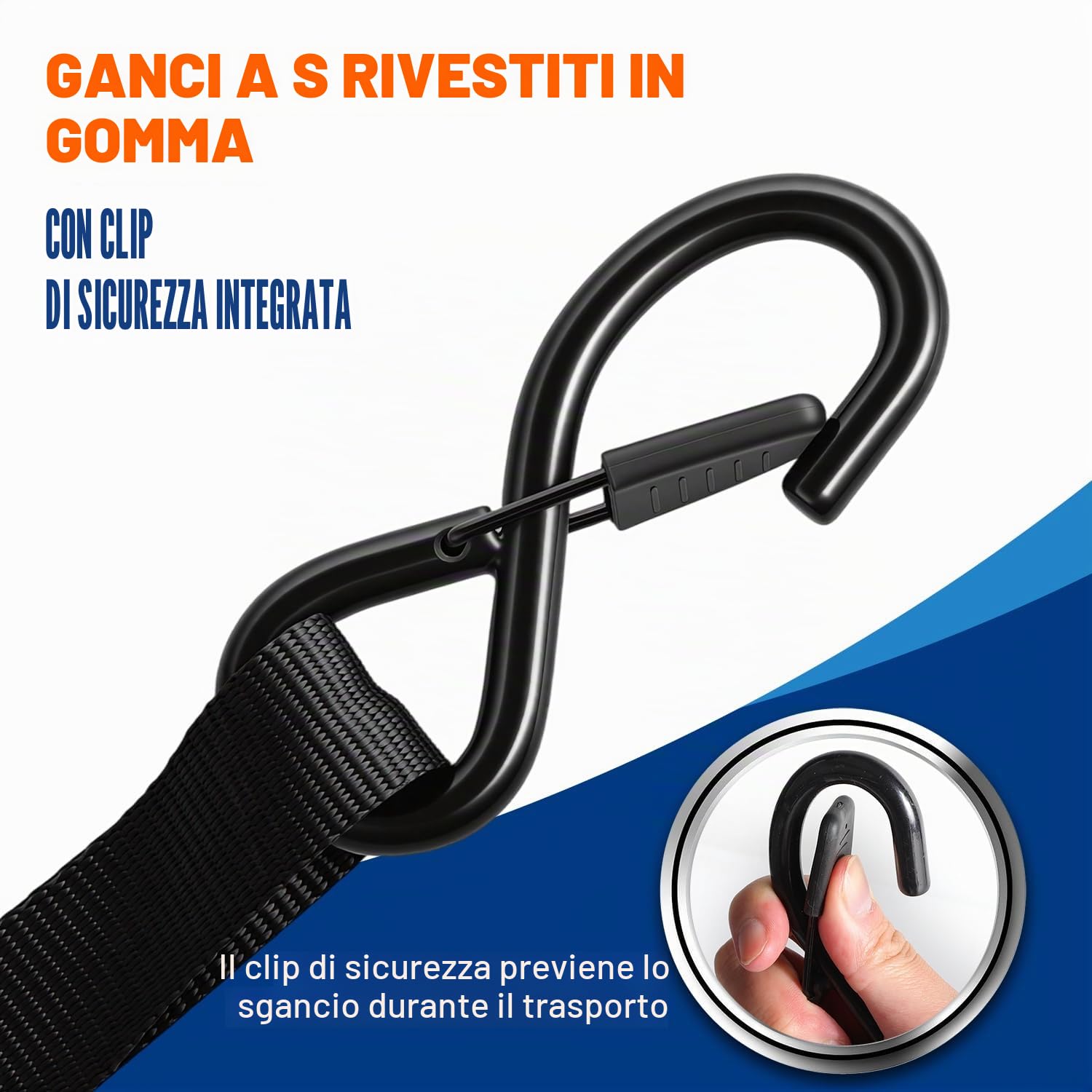 Cinghie a Cricchetto Autoavvolgenti 3m x 25mm | Set di 4 Pezzi con ganci a S, 750kg carico di rottura | Cinghie di fissaggion per moto, rimorchio, camion - Nero