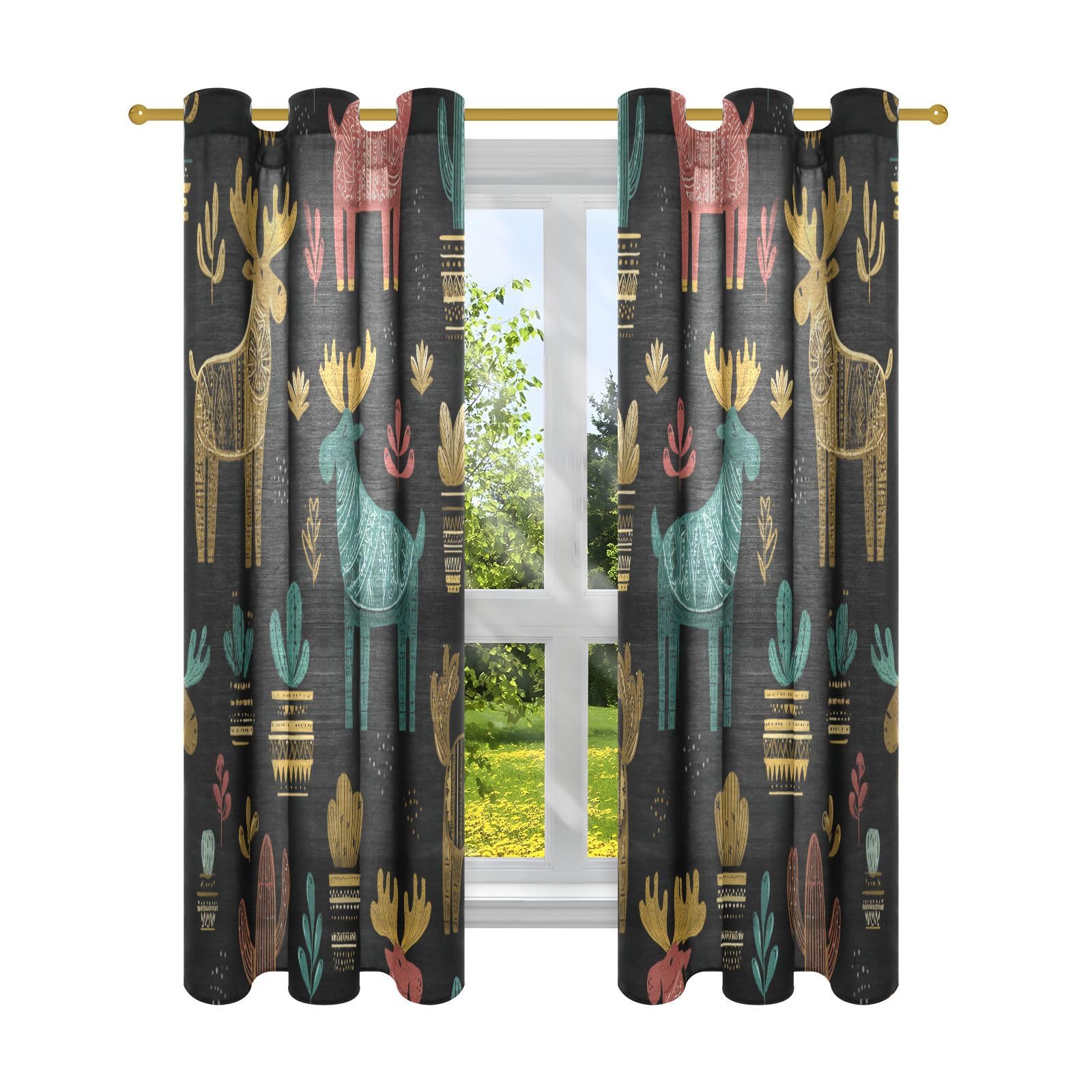 Rideaux occultants Crazy Desert Elk funky pour une ambiance salon cosy