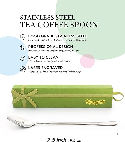 Miniatura 2 de Divertida cuchara de relación de larga distancia – Cuchara de acero inoxidable grabada con cita de todavía teniendo café juntos, gran regalo para