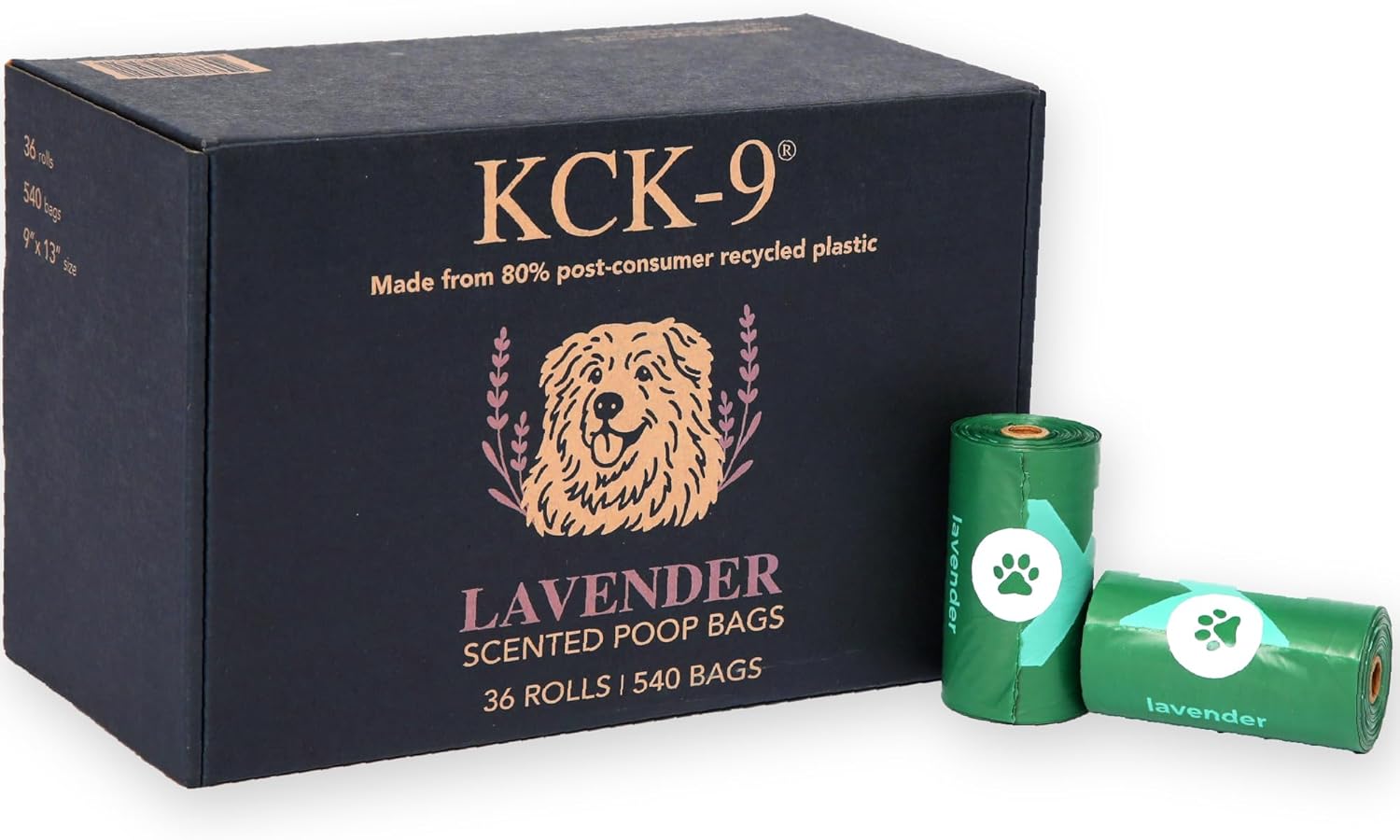 Poop Bags for Dogs, Made From 80% Recycled Plastic, Guaranteed Leak Proof, Extra Thick Waste Bags (Lavender, 540 Bags)