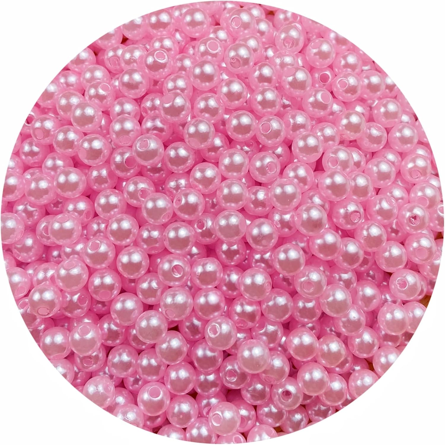 1000 Pcs Pearl Craft Beads - Loose Pearls, 6mm Round Spacer Beads for Earring, Bracelet, Necklace, Key Chains, Jewelry DIY Craft Making, Decoration and Vase Filler (6mm, Light Pink)