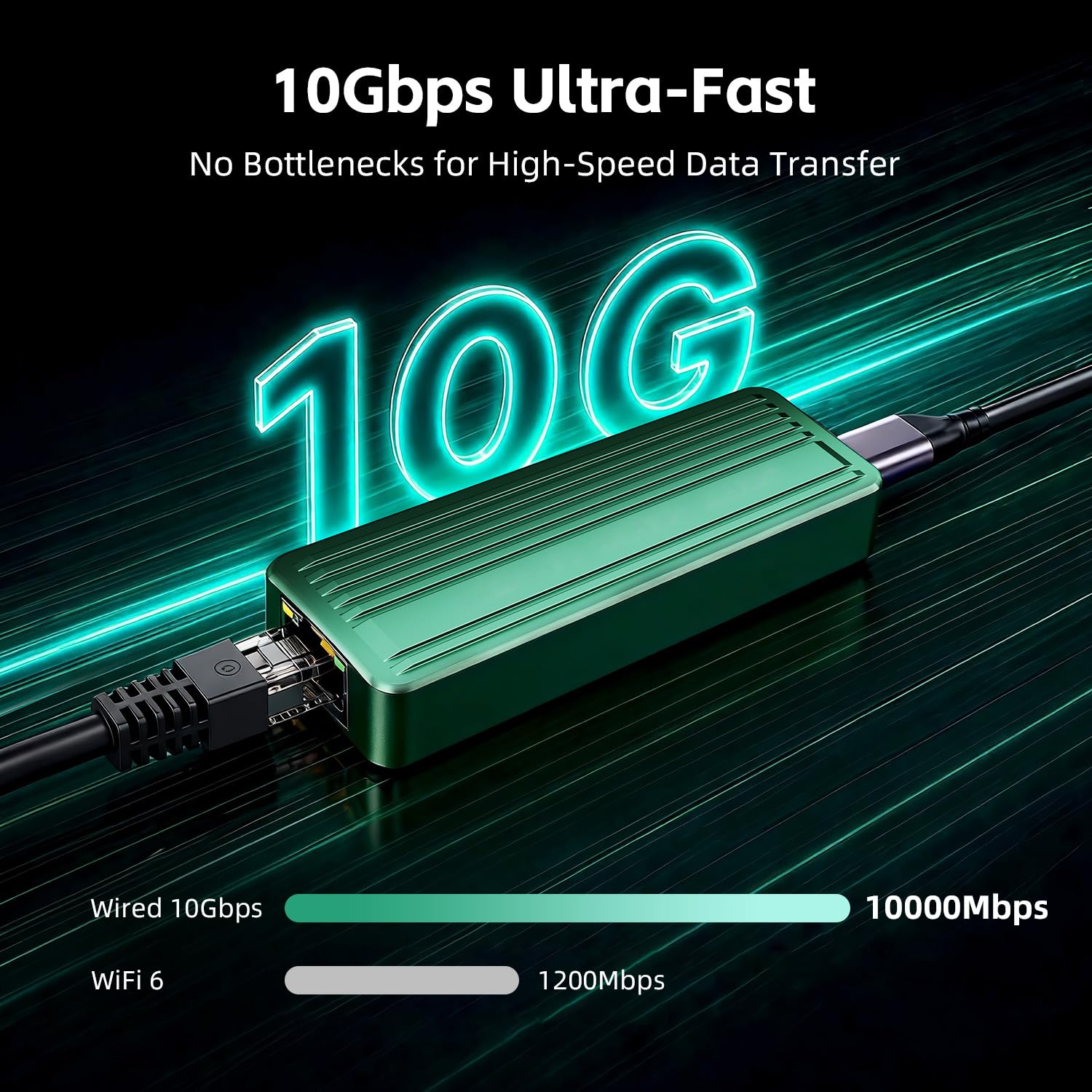 Adaptador USB C a Ethernet de 10 Gbps, USB 3.2 Gen 2x2 Tipo-C a RJ45 10G LAN Dongle de red con chip Realtek RTL8159, compatible con Thunderbolt 3/4 para MacBook, Windows 11, NAS, PC