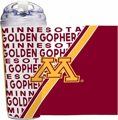 Miniatura 125 de Rico Industries NCAA - Vaso de acrílico estándar de 24 onzas con tapa con bisagras, vaso de doble pared con licencia oficial y popote