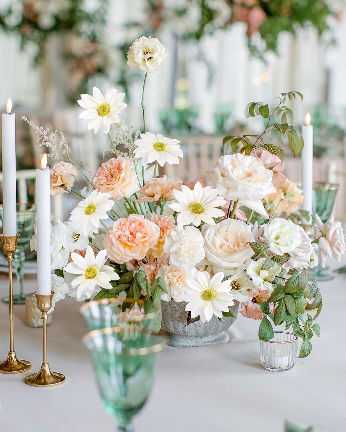 IPOPU 15pcs Daisies Artificial Flowers Faux White Daisies Flowers 12" Fake Wildflowers Flower Silk Flowers for Floral Arrangements Wedding Home Garden Decor (White) - Image 4