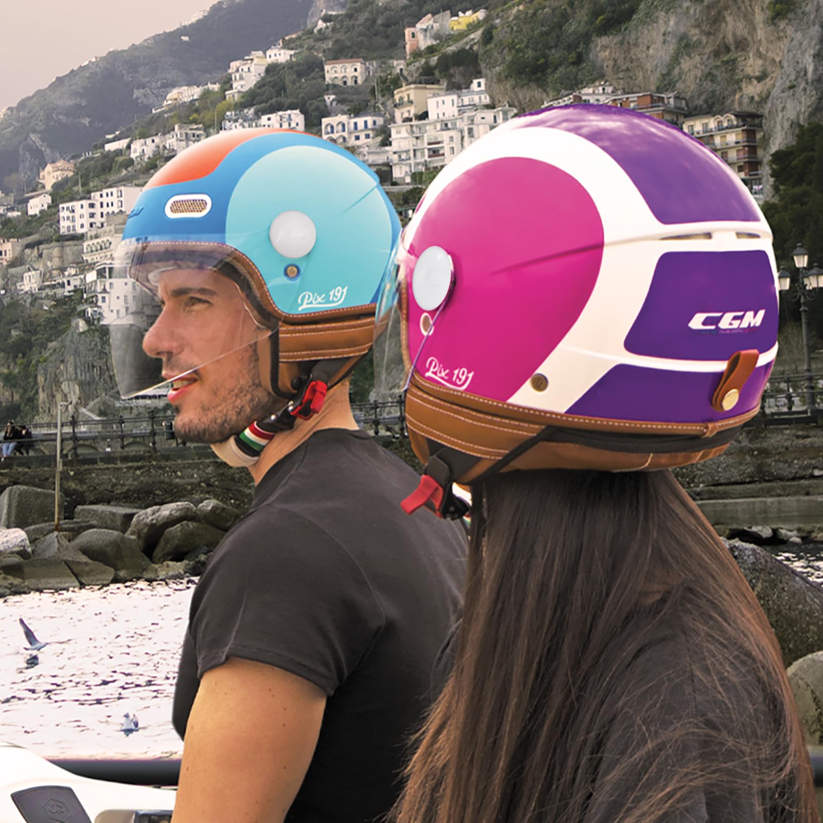 CGM Casco Abierto 191G Pix Sprint Violeta Fucsia neón Largo, XS (54 cm)