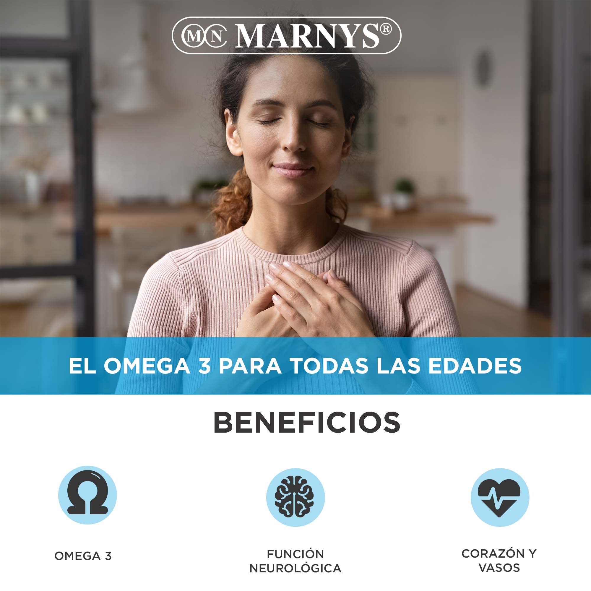 Marnys OMEGA 3 - Formato Líquido y con Sabor a Limón - Facilita la función Cardíaca y Neurológica -Botella 125 ml 258 g