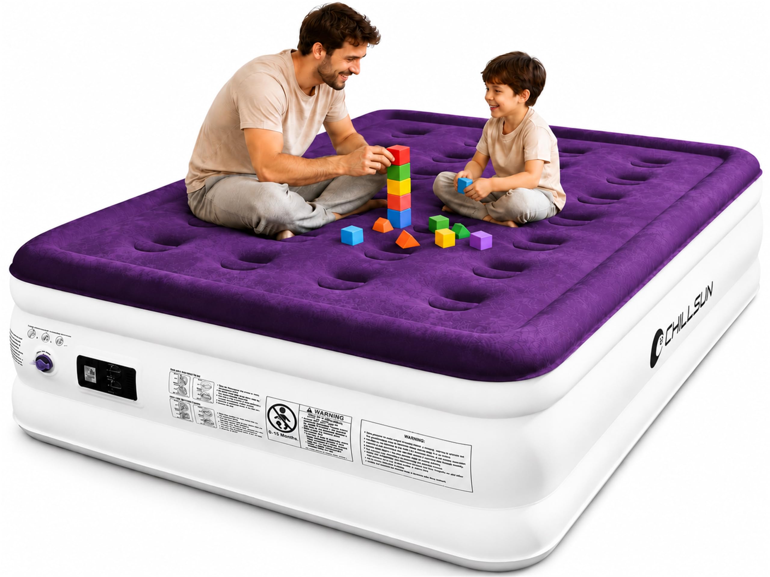CHILLSUN Full Air Mattress with Built-in Pump, 18" Raised Air Bed