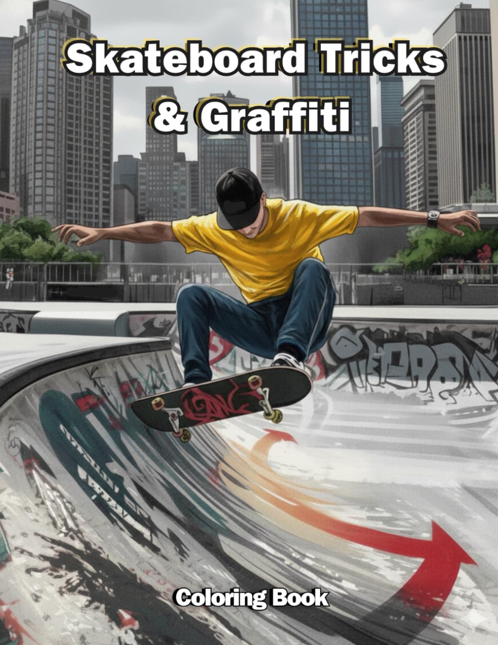 Skateboard Tricks & Graffiti Coloring Book: Rad skateboarding tricks, graffiti backgrounds and street-culture pages for stress relief, creative teens ... gift for boys and girls who love to skate