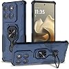 Motorola Edge 60 Pro用Btstringケース、ミリタリーグレードの耐衝撃携帯電話ケース、メタルスタンド付きヘビーデューティーパーソナライズケース、磁気カーホルダーと互換性があり、ブルー