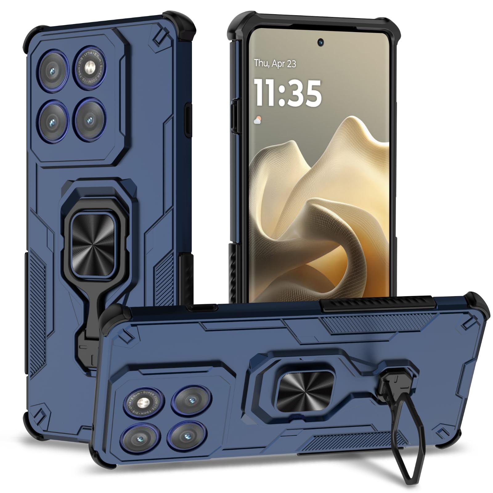 Funda para Samsung Galaxy A13 4G con Cristal Templado Protector Pantalla, Carcasa Antigolpes con Soporte anular metálico, Case Protectora de Grado Militar, Negro — view 152