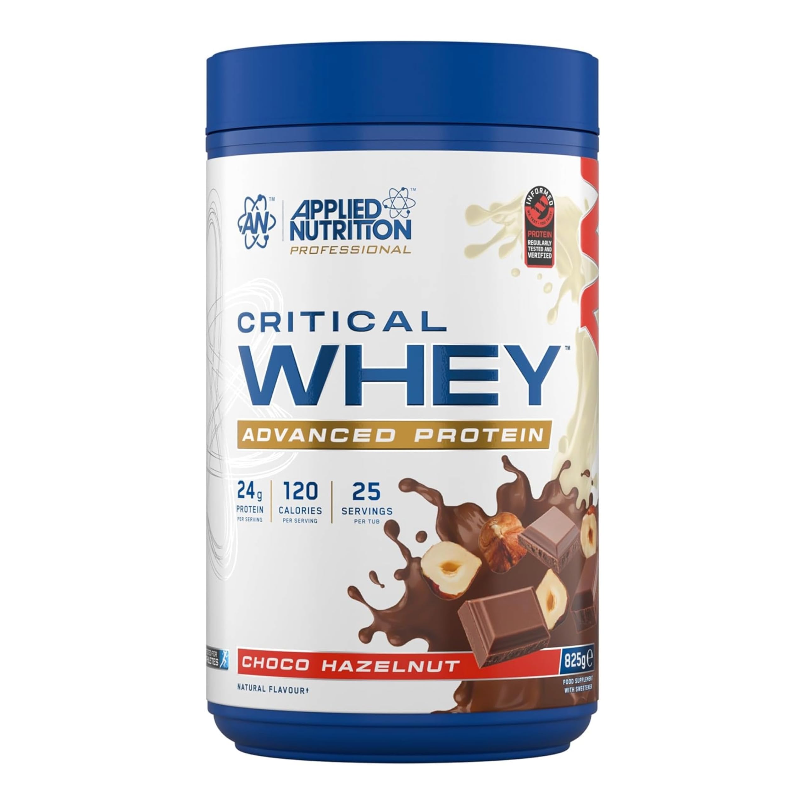 Applied Nutrition Critical Whey Protein Powder – 24g Protein per Serving, High Protein Powder, Protein Shake with BCAAs & Glutamine – Muscle Growth & Recovery (825g - 25 Servings) (Choco Hazelnut)
