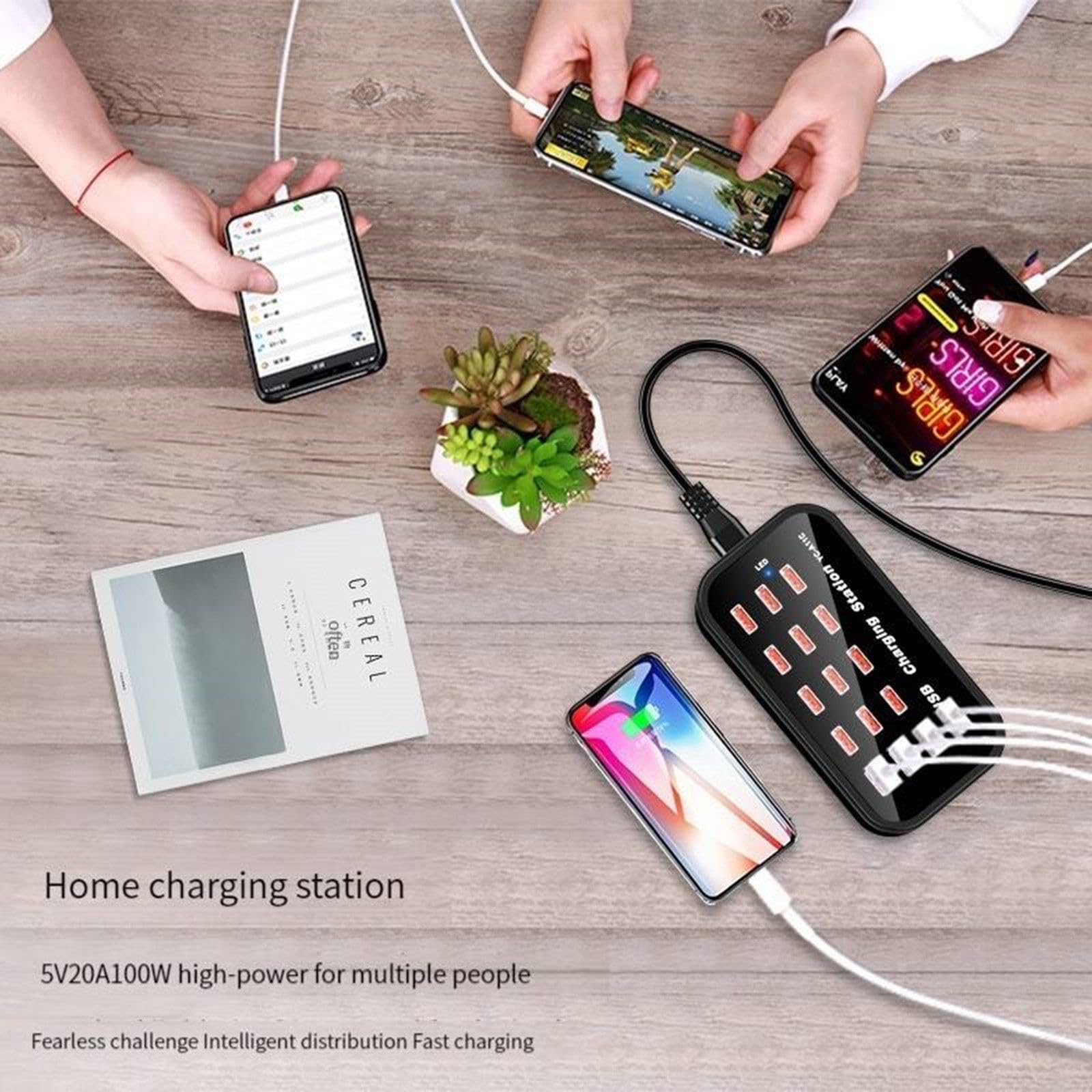 Chargeur USB 16 Ports pour téléphone Portable, Multi-Ports, Prise USB 100W, adapté aux tablettes et téléphones