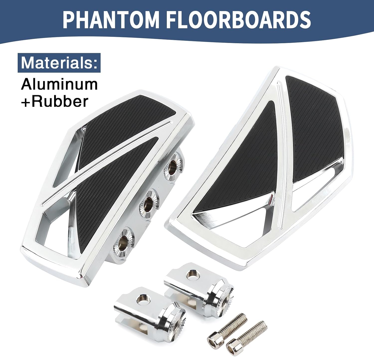 Motorcycle Floorboards Mini Phantom Front Foot Pegs Fit for Harley 2018-2025 Softail Fat Boy FLSB Street Bob FXBB Fat Bob Low Rider S FXLR Breakout FXLRS Softail Slim FLHSC 114 (Chrome)