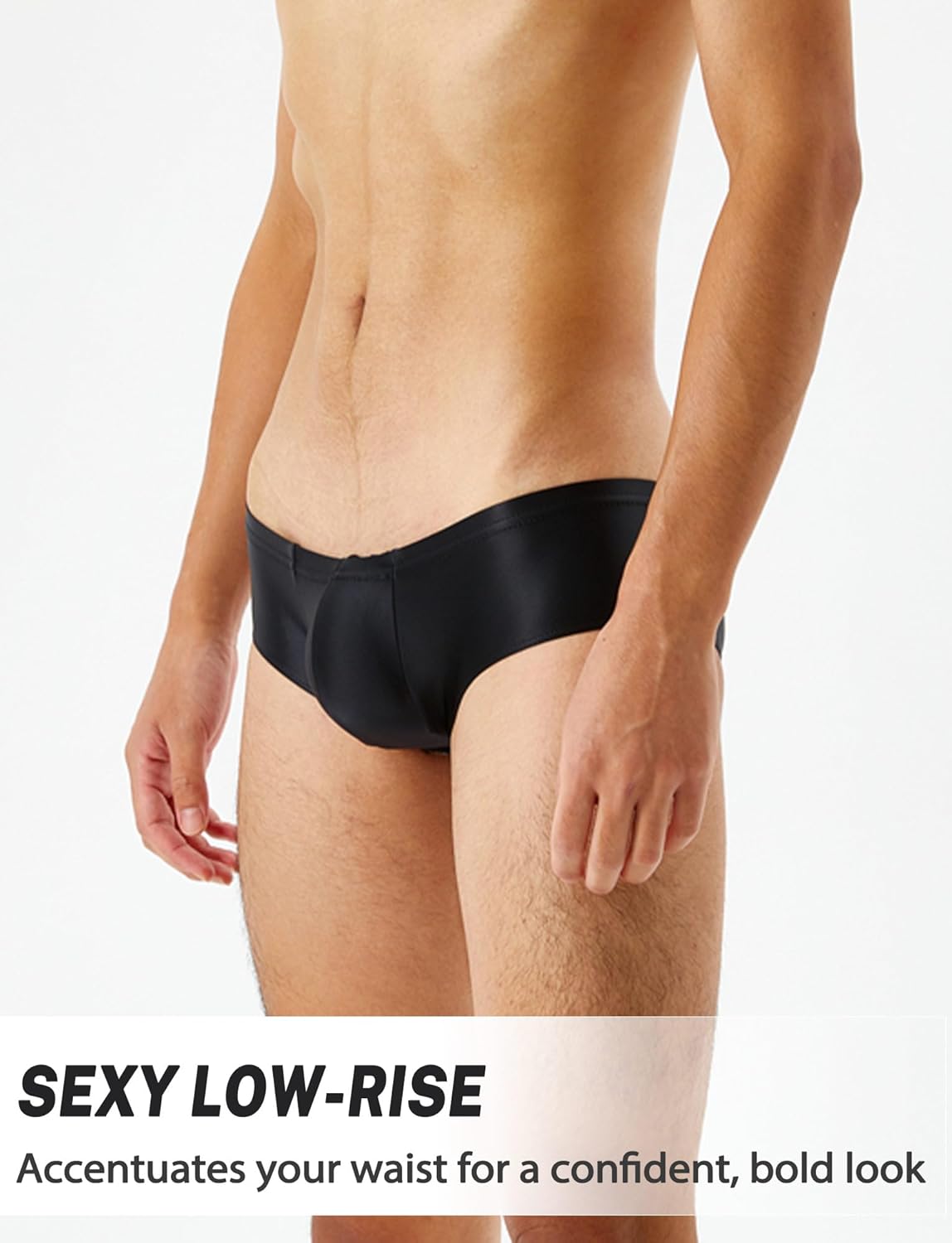 FEOYA Men's Shiny Metallic Boxer Briefs See Throug Oil Glossy Panties Sheer Underpants Low Rise Panties Underwear - Image 3